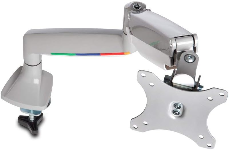 Kensington SmartFit One-Touch Monitor Arm – Height Adjustable Gas Spring for Single Monitor, 13″–32″, 360° Rotation, ±90° Tilt, Cable Management – White (K55470WW)