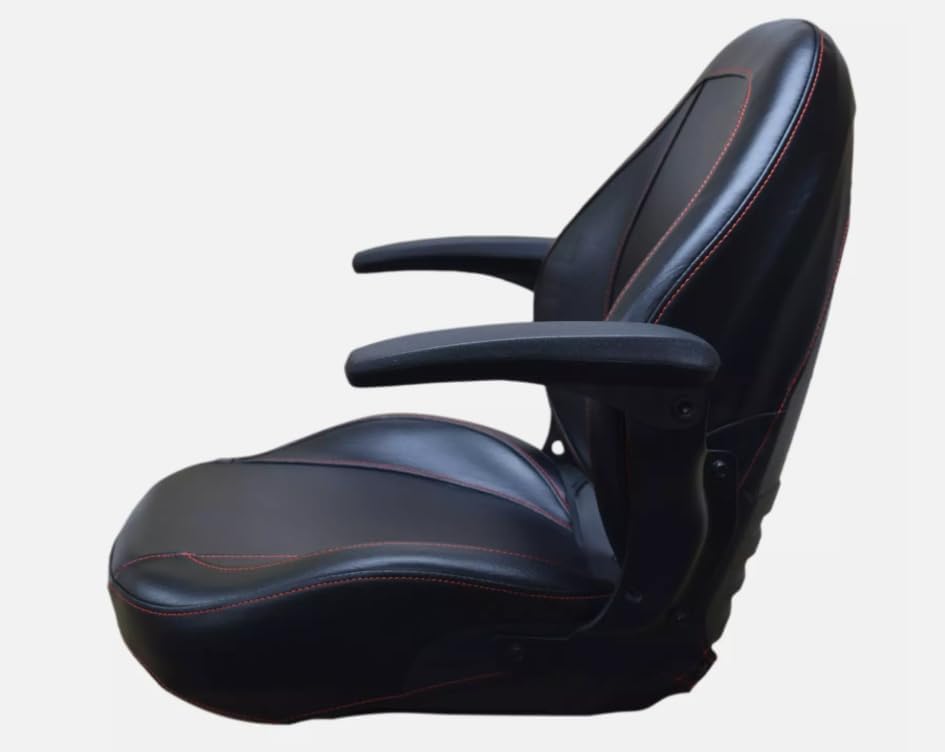Lawn Mower Seat Replacement with Armrests; Black; Compatible with Cub Cadet, Dixie Chopper, & Dixon