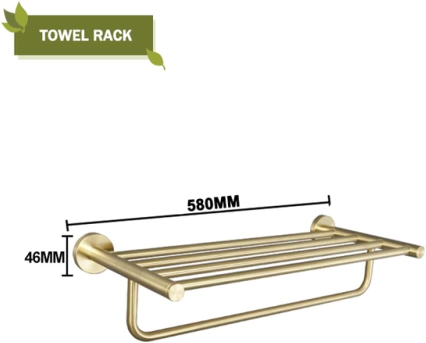 Towel Rack Brushed Gold Wall Mount Shelf Toilet Bathroom Hardware Paper Holder Towel Rack Rod Hanger Bathroom Accessories Single Towel Rack B