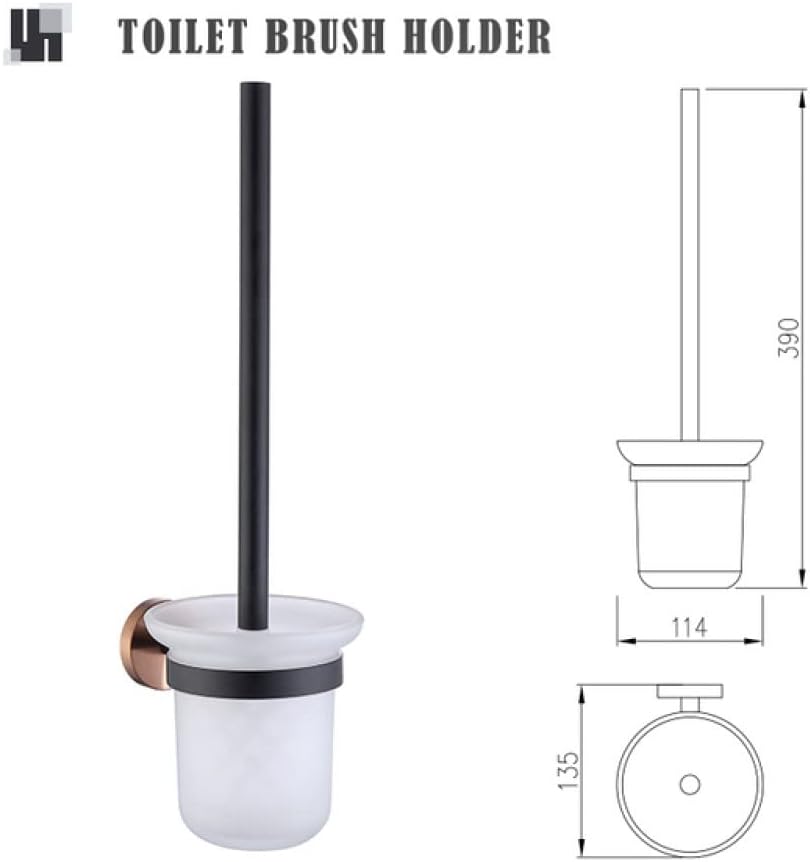 Rose Gold and Black Bathroom Accessories Hardware Towel Bar Rail Rack Toilet Paper Holder Towel Robe Hook Soap Dish Toilet Brush,Toilet Brush Holder