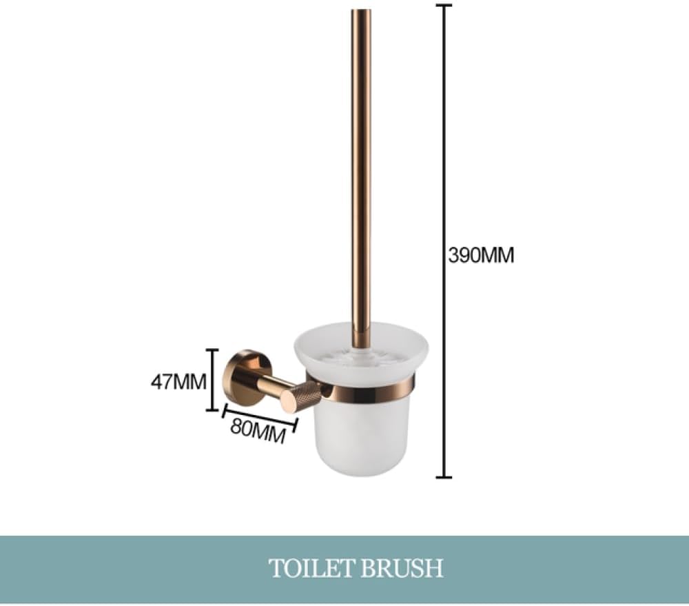 Rose Gold Stainless Steel Wall-Mounted Robe Hooks Toilet Paper Holder Towel Bar Rack Towel Ring Bathroom WC Accessories Sets,Toilet Brush Holder