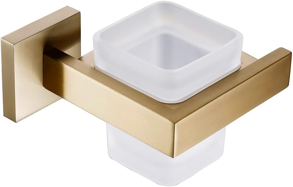 Brushed Gold Bathroom Accessories Set Toilet Brush Holder Toilet Paper Towel Bar Rail Rack Hanger Hook Soap Dish Hardware,Tooth Cup