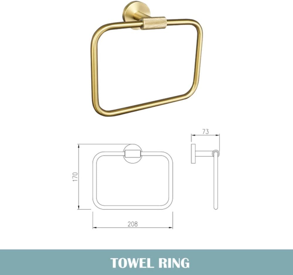 Gold Brushed Bathroom Accessories Hardware Set Towel Bar Rail Paper Holder Robe Hook Soap Dish Towel Hanger Shelf Toilet Brush,Single Towel Bar(Towel Ring B)