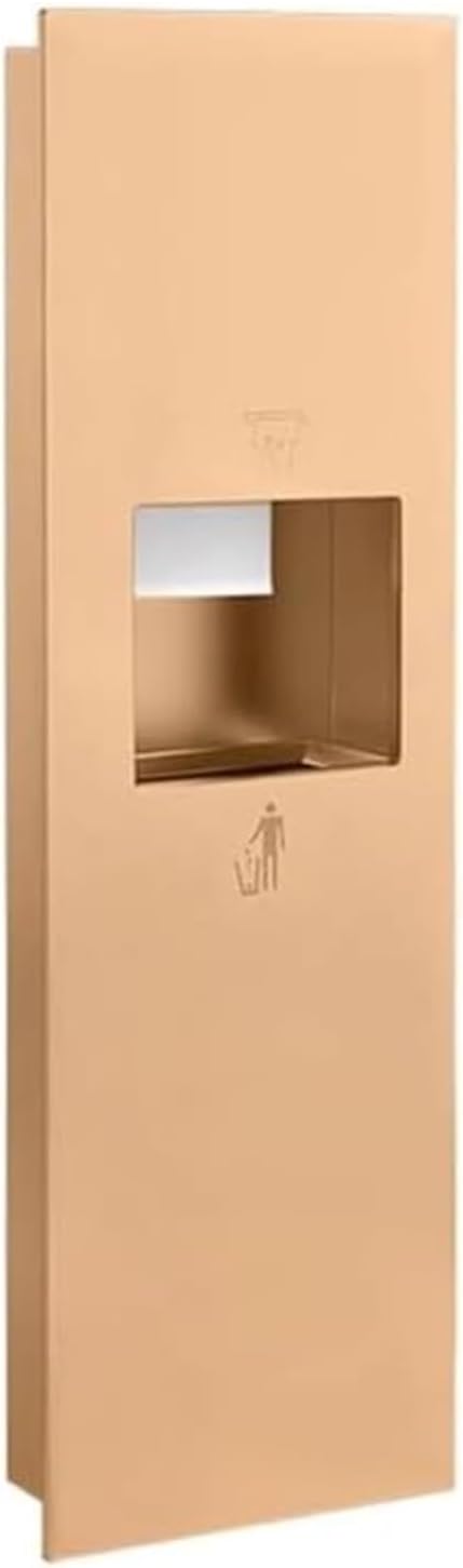 Recessed Convertible Paper Towel Dispenser/Waste Receptacle Combination Unit, Satin Stainless Steel for Hotel Public Bathroom Kitchen, Silver(Gold,33x120x14CM)