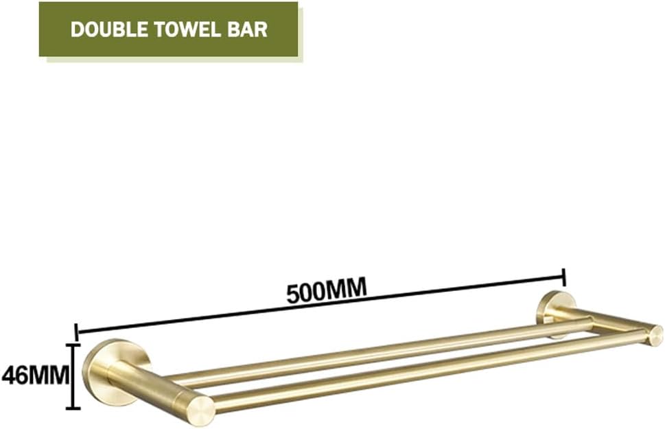 Brushed Gold Wall Mount Shelf Toilet Bath Hardware Paper Holder Towel Bar Rack Rail Rod Robe Hook Hanger Bathroom Accessories,Double Towel Bar