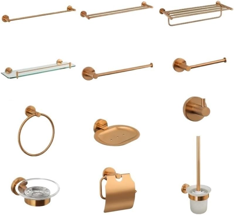 Bathroom Hardware 304 Stainless Steel Rose Gold Towel Rack Toilet Paper Holder Soap Holder Towel Bar Toilet Accessories(RG Double bar)
