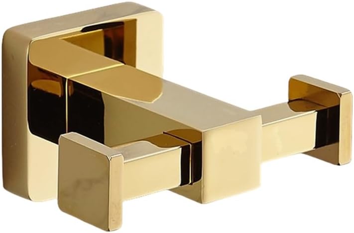 Paper Holder Solid Brass Gold Washroom Robe Hook Soap Towel Bar bar Cup Bathroom Accessories, Double Robe Hook,As Shown
