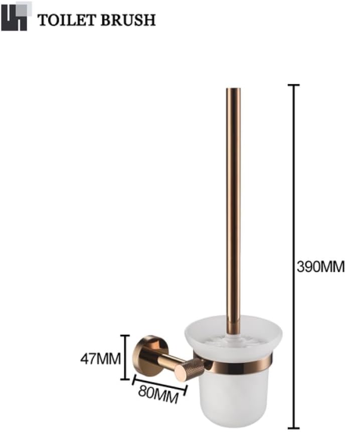 Rose Gold Wall Mount Shelf Toilet Bath Hardware Paper Holder Towel Bar Rack Rail Rod Robe Hook Hanger Bathroom Accessories Set,Single Towel Bar(Toilet Brush Holder)