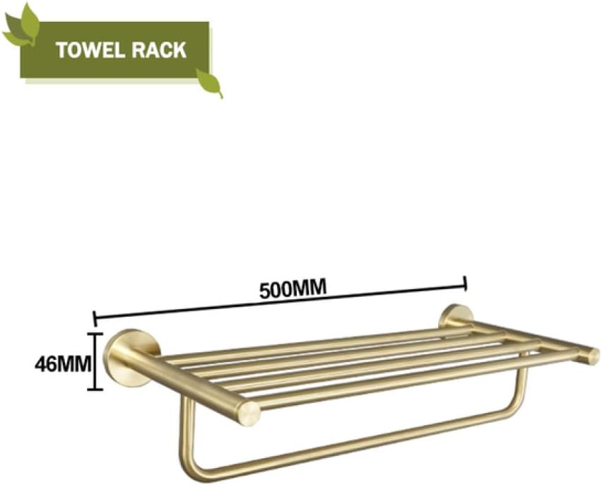 Towel Rack Brushed Gold Wall Mount Shelf Toilet Bathroom Hardware Paper Holder Towel Rack Rod Hanger Bathroom Accessories Single Towel Rack B