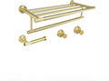 Gold Brushed Bathroom Accessories Hardware Set Towel Bar Rail Paper Holder Robe Hook Soap Dish Towel Hanger Shelf Toilet Brush,4 Pieces Set