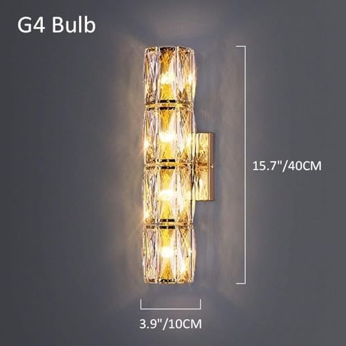 Luxury Gold Cylindrical Crystal Wall Lamp - Dimmable Stainless Steel Bathroom Sconce, Anti-Rust Silver Fixture, Elegant H-20CM Lighting Decor for Modern Spaces