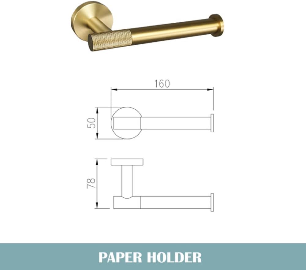 Gold Brushed Bathroom Accessories Hardware Set Towel Bar Rail Paper Holder Robe Hook Soap Dish Towel Hanger Shelf Toilet Brush,Single Towel Bar(Paper Holder)