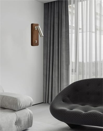 with Switch Wall Lamp Gold Silver Brass Wooden Lighting Fixtures for Bedroom Reading Hotel Office,Modern,Gold H11.5cm-Natural Light