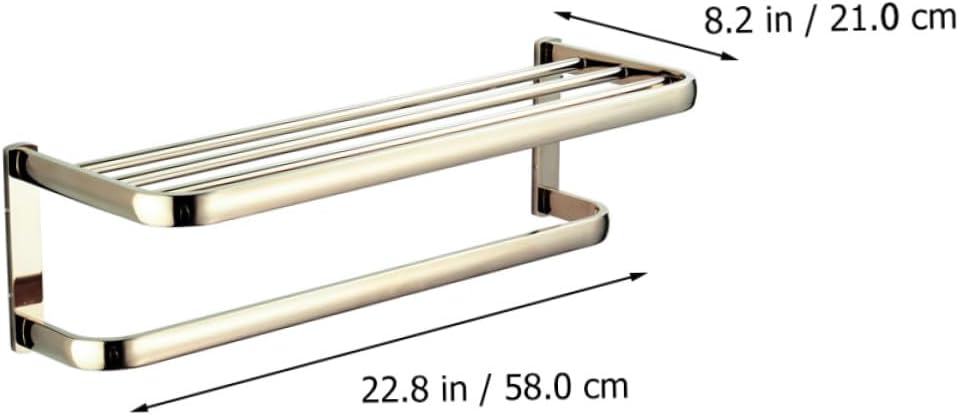 Angoily 1pc Brass Towel Rack Double Design Wall-Mounted Towel Hanger for Bathroom and Kitchen Elegant Gold Finish Easy Installation for Storage