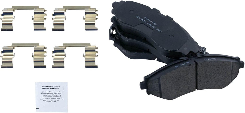 TRQ Front Brake Pad and Rotor Set Ceramic Rotors Calipers Hoses Compatible with 2004-2011 Chevrolet Aveo 2007-2011 Aveo5 2009 Pontiac G3