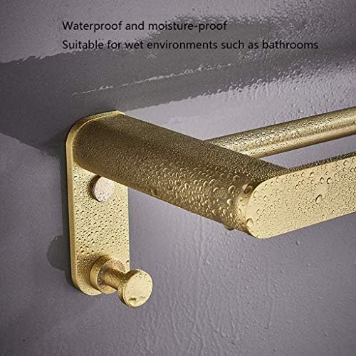 Towel Holder Double Bars Towel Racks with Hooks Bathroom Brushed Space Aluminum Towel Shelves Bath Wall Mount Towel Holder Towel Rack/Gold，