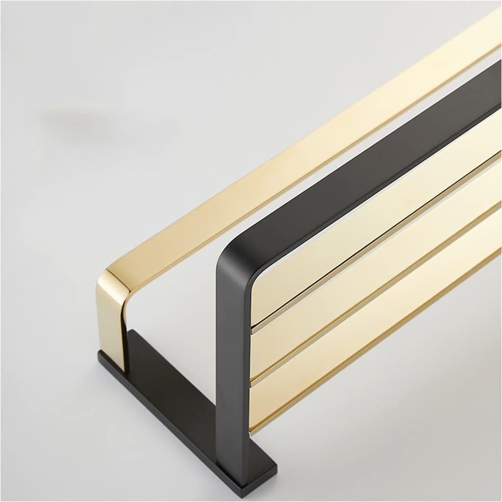 Towel Rack Black Gold Bathroom Hardware, All Copper Towel Bar Rail Rack, Towel, Tripod Stand, Bathroom Accessories Wall Mount Bathroom Hardware/Double Rod,Bath Towel Rack