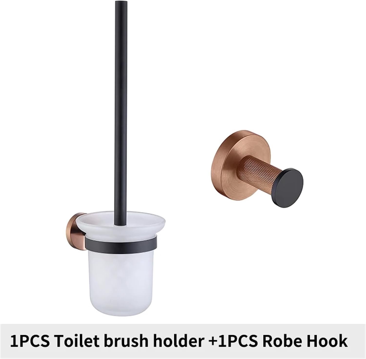 Black Rose Gold Wall Mount Stainless Steel Robe Hook Toilet Paper Holder Towel Bar Rack Cup Holder Bathroom Set(Whole Set 02)