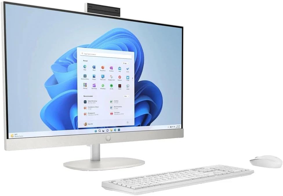 HP 27 inch All-in-One Desktop PC, FHD Touchscreen, AMD Ryzen 5 7520U, 16 GB RAM, 1 TB SSD, AMD Radeon Graphics, Built-in-Speaker, Windows 11 Pro