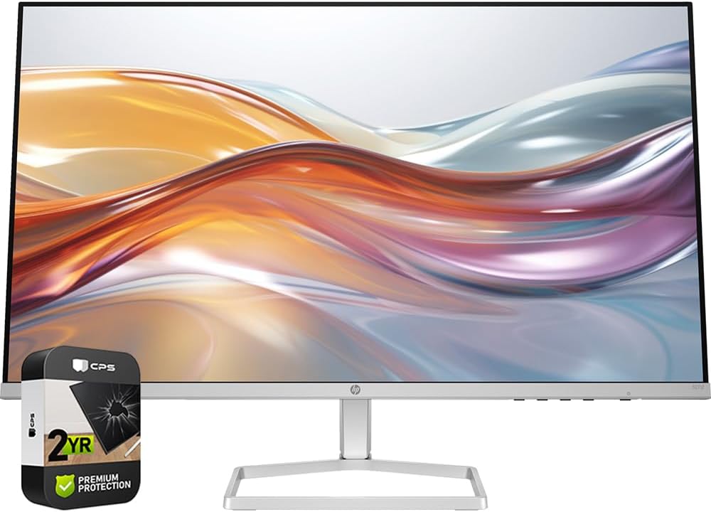 HP (Refurbished 94F44AA#ABA 527sf Series 5 27 inch FHD 100Hz 1500:1 5ms IPS Monitor Black/Silver Bundle with 2 YR CPS Enhanced Protection Pack (Renewed)