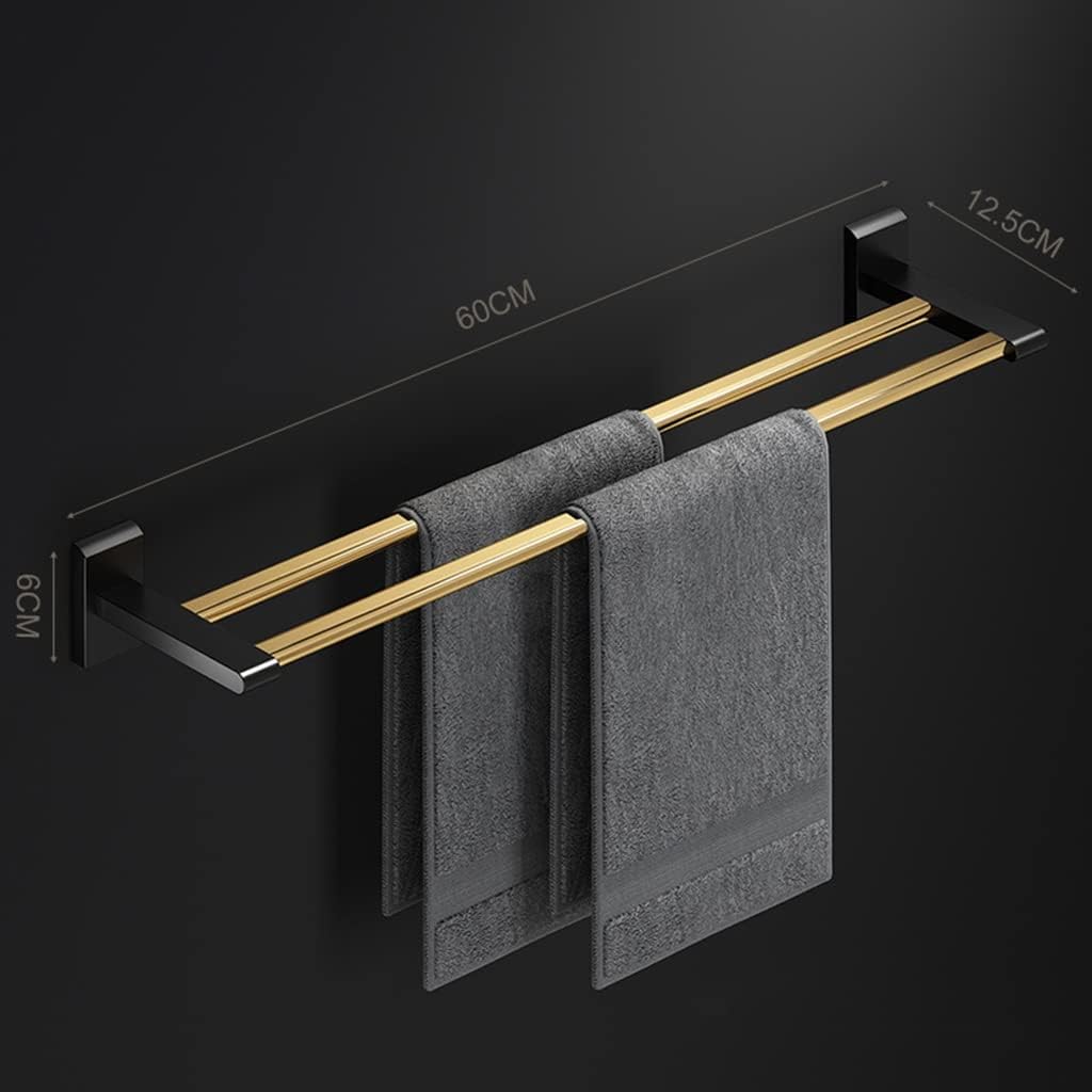 LSLYTQ Black Gold High-end Towel Rack, Bathroom Folding Shelf, Towel Bar, Toilet Paper Holder, Robe Hooks, Bathroom Accessories Kit