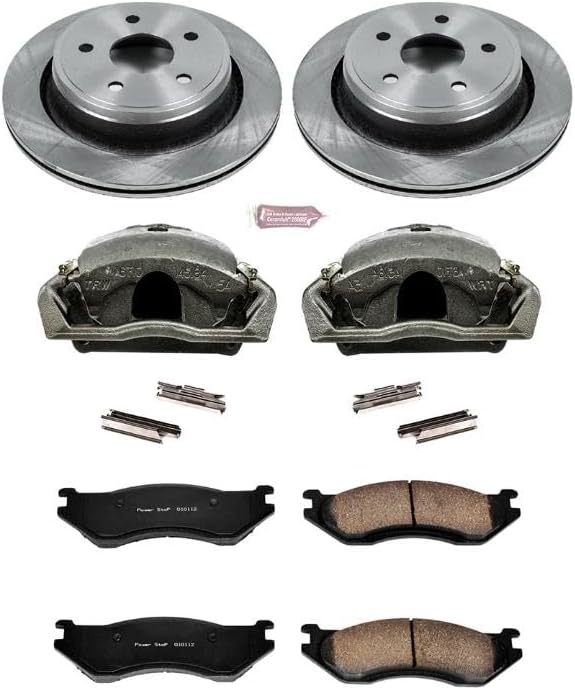 PowerStop Front Brake & Caliper Kit for Dodge Ram 1500 2003-05 - Ceramic Brake Pads + Calipers + Disc Rotors Replacement, KCOE2167