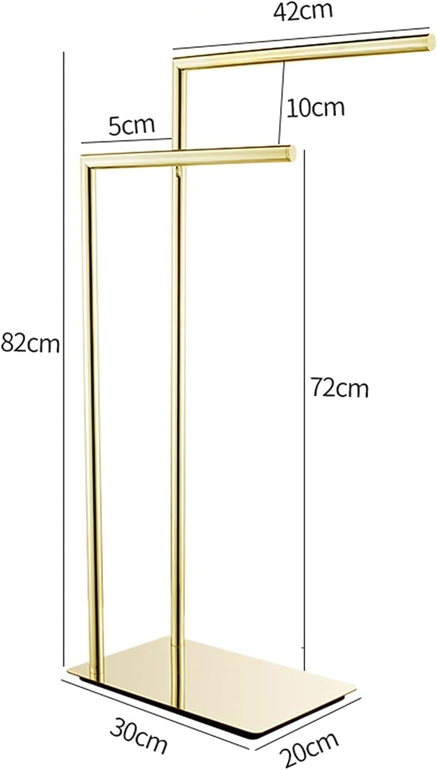Standing Towel Rack, Freestanding Towel Rack, Towel Rack, Double Freestanding Towel Rack, Bathroom Accessories Chrome Plated Brass Freestanding Towel Rack (Gold)