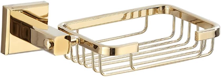 Wall Mounted Towel Bar Rack，Luxury Gold Brass Bathroom Towel Rack Toilet Paper Holder Toilet Brush Holder Multi-Hook Towel Bar Soap Dish - Elegant Bathroom Accessories Set(Soap Net)