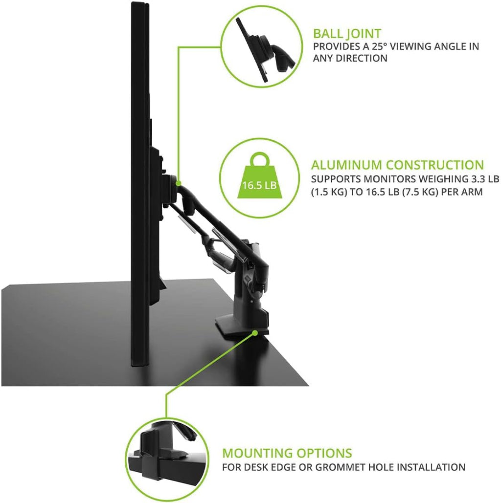 Kanto DMS2000 Dual-Monitor Desktop Mount for 17' - 32' Displays with Gas-Shocks (Black)