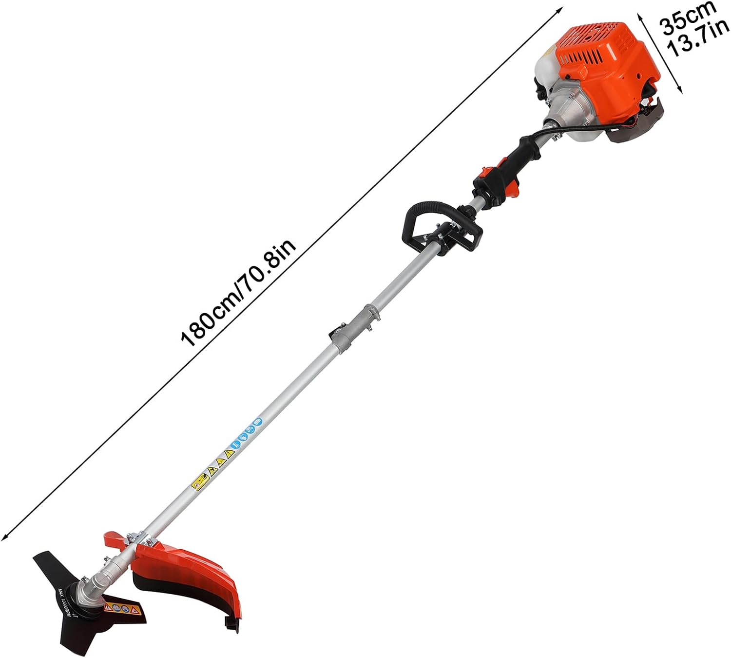 52cc 2 Stroke Gas Weed Wacker, 5 in 1 Tool Multifunctional Lawn Mower, Gas Powered Brush Cutter, Cordless Hedge Trimmer, Lightweight Handheld Chainsaw Hedge Pruner for Home Yard Lawn Care (Orange)