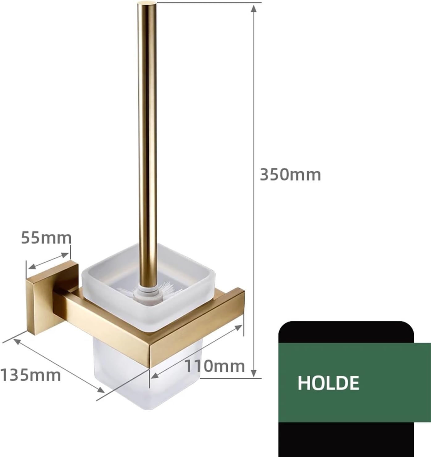 Matte Gold Towel Rack 304 Stainless Steel Towel Bar Double Towel Shelf Paper Holder Tissue Holder Toilet Holder(Toilet Brush Holder)