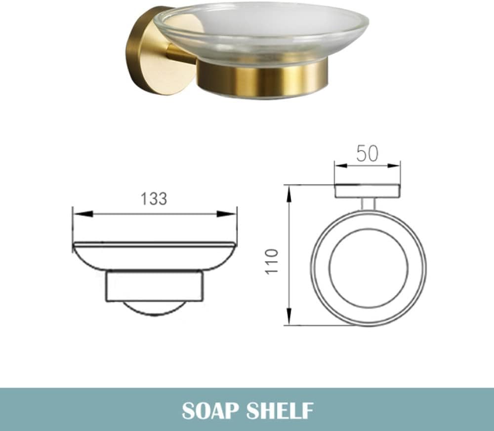 Gold Brushed Bathroom Accessories Hardware Set Towel Bar Rail Paper Holder Robe Hook Soap Dish Towel Hanger Shelf Toilet Brush,Single Towel Bar(Soap Dish)