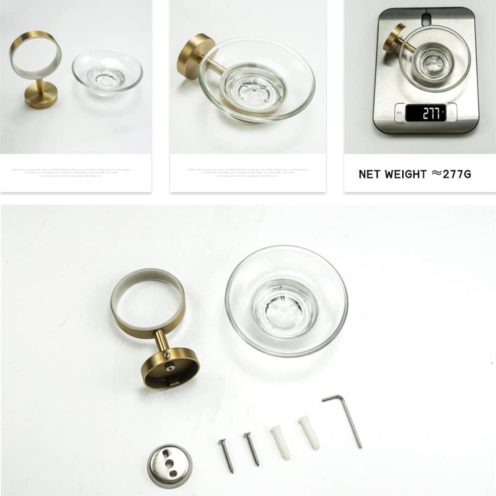 Gold Brushed Bathroom Accessories Hardware Set Towel Bar Rail Paper Holder Robe Hook Soap Dish Towel Hanger Shelf Toilet Brush,Single Towel Bar(Soap Dish)