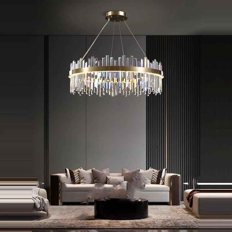 Diammble Oval LED Gold Silver Crystal Hanging Lamps Lustre Chandelier Lighting Suspension Luminaire Lampen for Foyer,Dining Light Fixtures