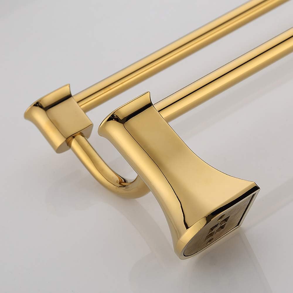 Bathroom Towel Rack Gold Double Towel Bar Brass Towel Rails Heavy Duty Towel Holder Wall Mounted Towel Storage Rack for Bathroom, Kitchen, Hotel, Screw Installation