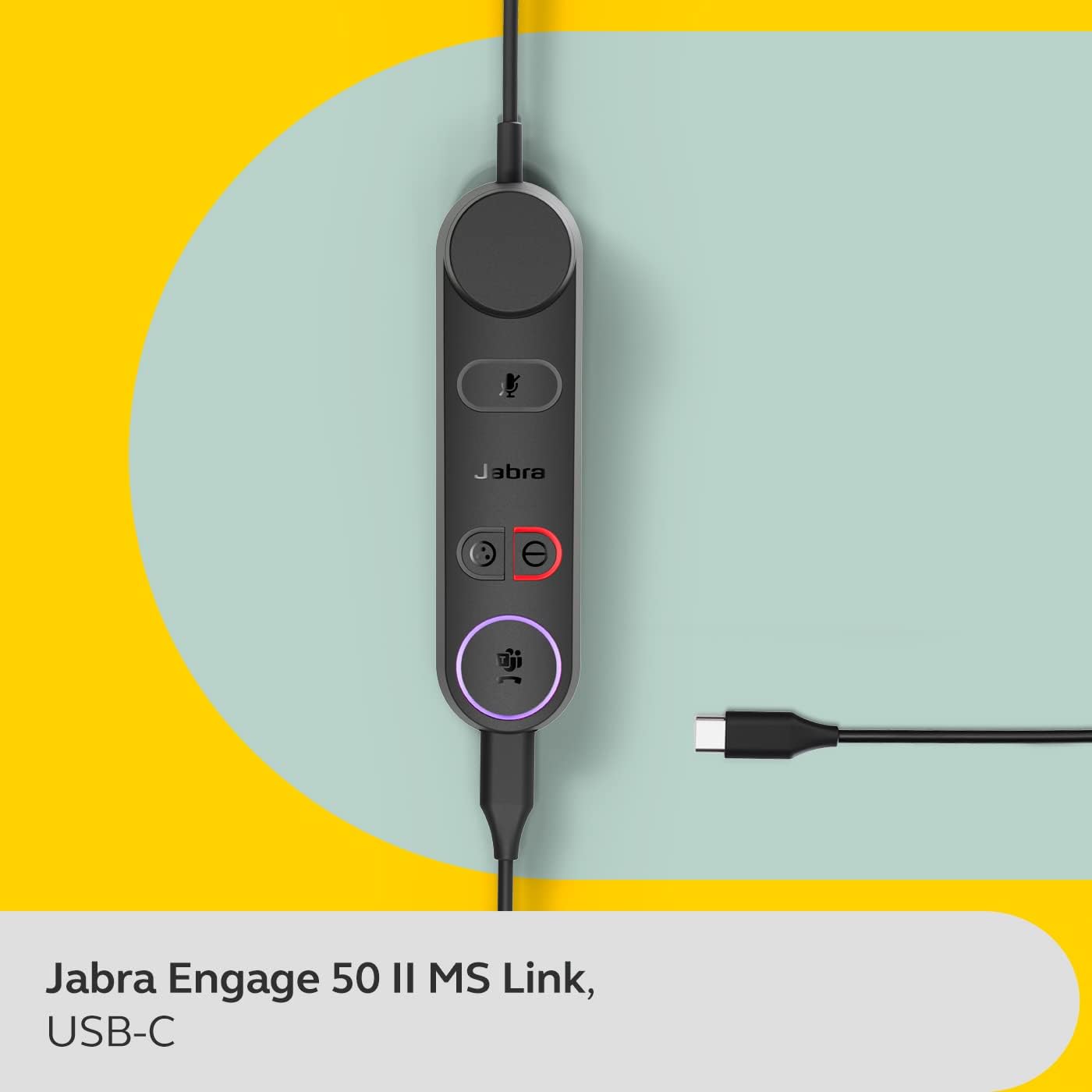 Jabra Engage 50 II Link Call Control Unit - USB-C Cable Engage 50 II Mono and Stereo USB-C Wired Headsets - MS Teams Certified, Works with All Other Platforms - Black
