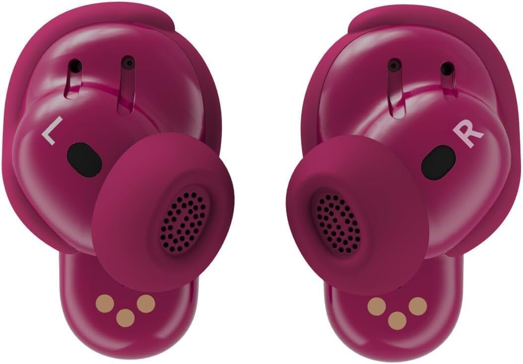 Bose New QuietComfort Ultra Bluetooth Earbuds (2nd Gen), Wireless Noise Cancelling Earbuds, Up to 6 Hours Battery, IPX4 Rating, Immersive Audio, Deep Bass + Green Extreme Charger (Deep Plum)