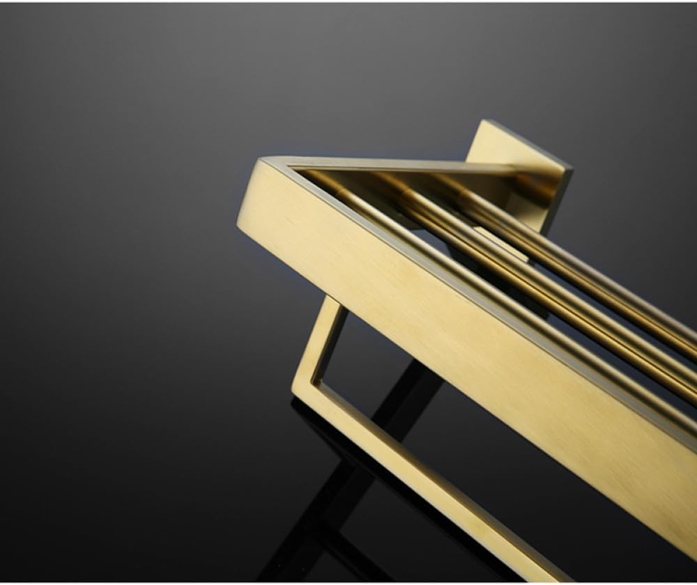 Brushed Gold Bathroom Accessories Hardware Towel Bar Rail Toilet Paper Holder Towel Rack Hook Soap Dish Toilet Brush,Double Towel Rack