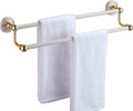 European Style Double Tower Hanger, Quality Space Aluminum Towel Rod for Bathroom Hardware and Kitchen, Wall Mounted Towel Bar Rail, Gold+White, 40cm-100cm (Size : 100cm)