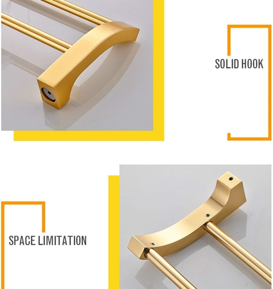 Space Aluminum Gold Bathroom Double Towel Rack