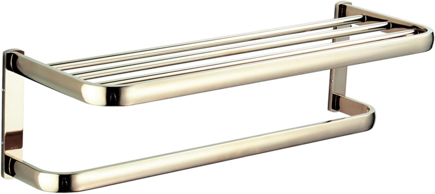 LIFKOME Brass Bathroom Towel Rack Wall-Mounted 58cm Gold Finish Towel Holder Storage Bar for Bath and Kitchen