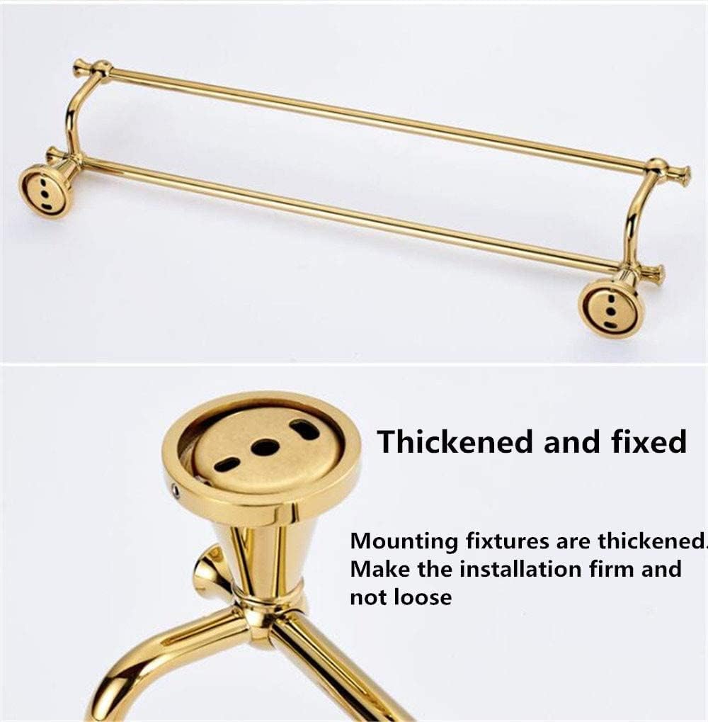 Towel Racks European Copper Towel Rack Double Towel Bar Wall-Mounted Towel Holder Towel Rail for Bathroom Kitchen Office Organizer (Color : Gold, Size : 40cm)