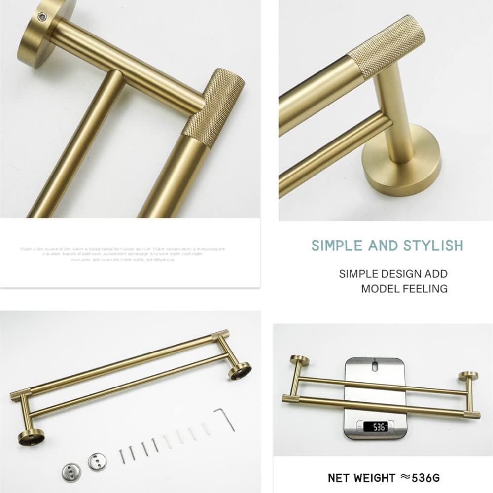 Gold Brushed Bathroom Accessories Hardware Set Towel Bar Rail Paper Holder Robe Hook Soap Dish Towel Hanger Shelf Toilet Brush,Single Towel Bar(Double Towel Bar)