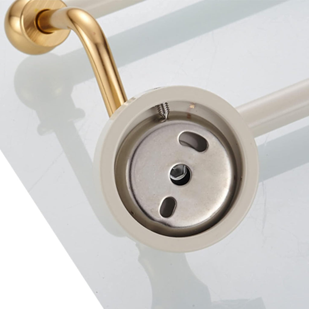 European Style Double Tower Hanger, Quality Space Aluminum Towel Rod for Bathroom Hardware and Kitchen, Wall Mounted Towel Bar Rail, Gold+White, 40cm-100cm (Size : 100cm)