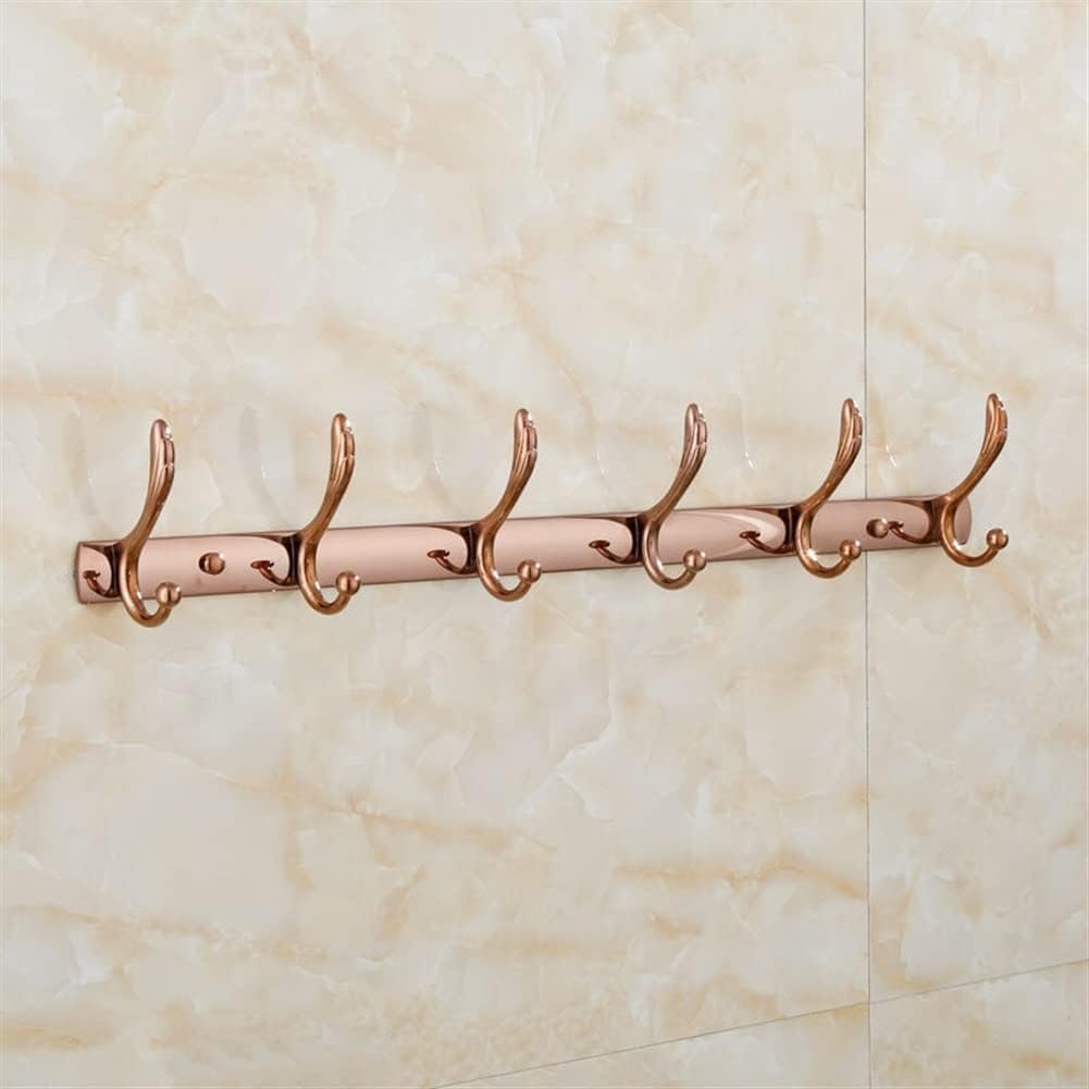 Bathroom Hardware Set Brown Bronze Rose Gold Towel Rack Set Towel Bar Toilet Paper Holder Towel Ring Wall Mounted Bathroom Accessories Kit Wall Mounted,Single Glass(Row Hooks)