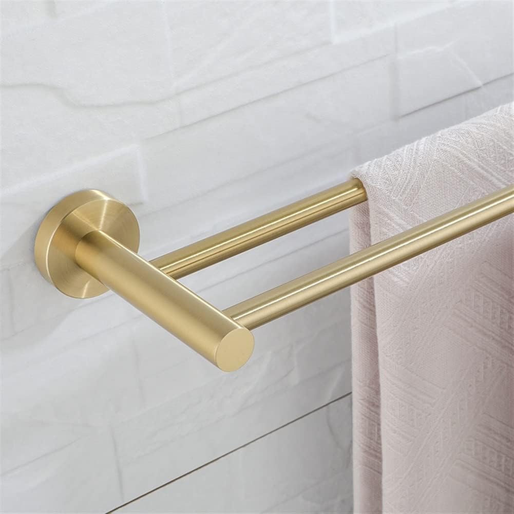 Towel Rails Towel Rail for Bathroom, Modern Brushed Gold Towel Racks, Fashion Gold Color Wall Mounted Double Bar Bathroom Accessories/1Pcs Towel Racks