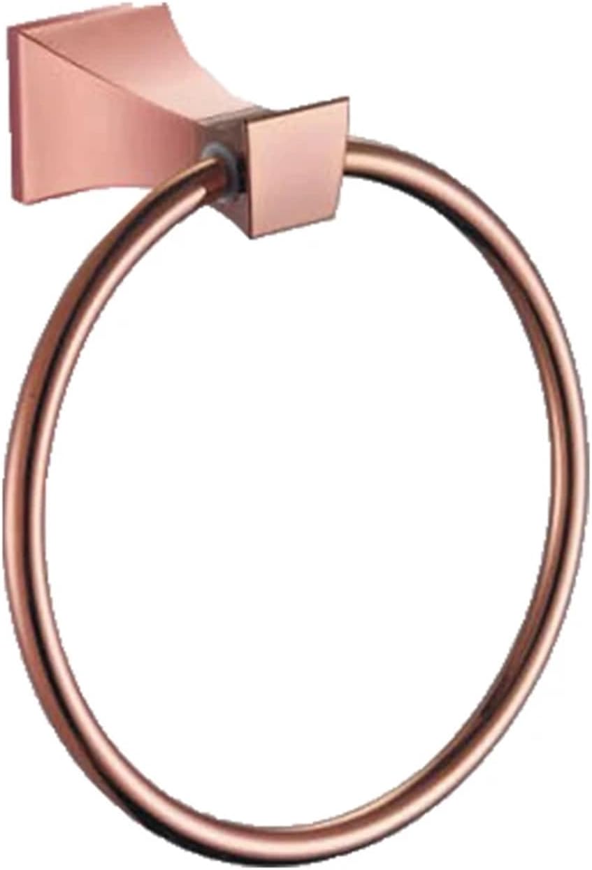 Square Paper Holder Robe Hook Towel Bar Ring Glass Rack Soap Holder Toilet Holder Tumbler Rose Gold Bathroom Accessories(Towel Ring)