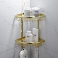 Towel Rack Bath Towel Rack Towel Pole Shelf Hardware Bathroom Set, Double Mesh Basket - Gold