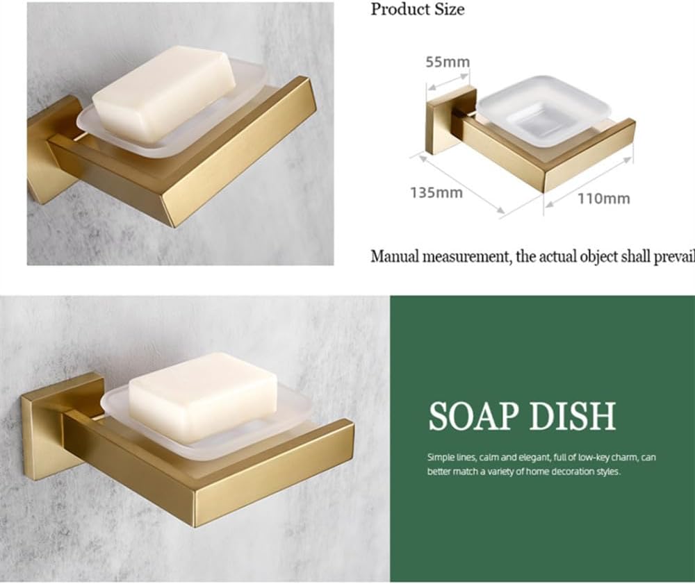 Towel Rack Matte Gold Towel Rail 304 Stainless Steel Towel Rail Double Towel Rail Paper Holder Tissue Holder Toilet Brush Holder Towel Rail A
