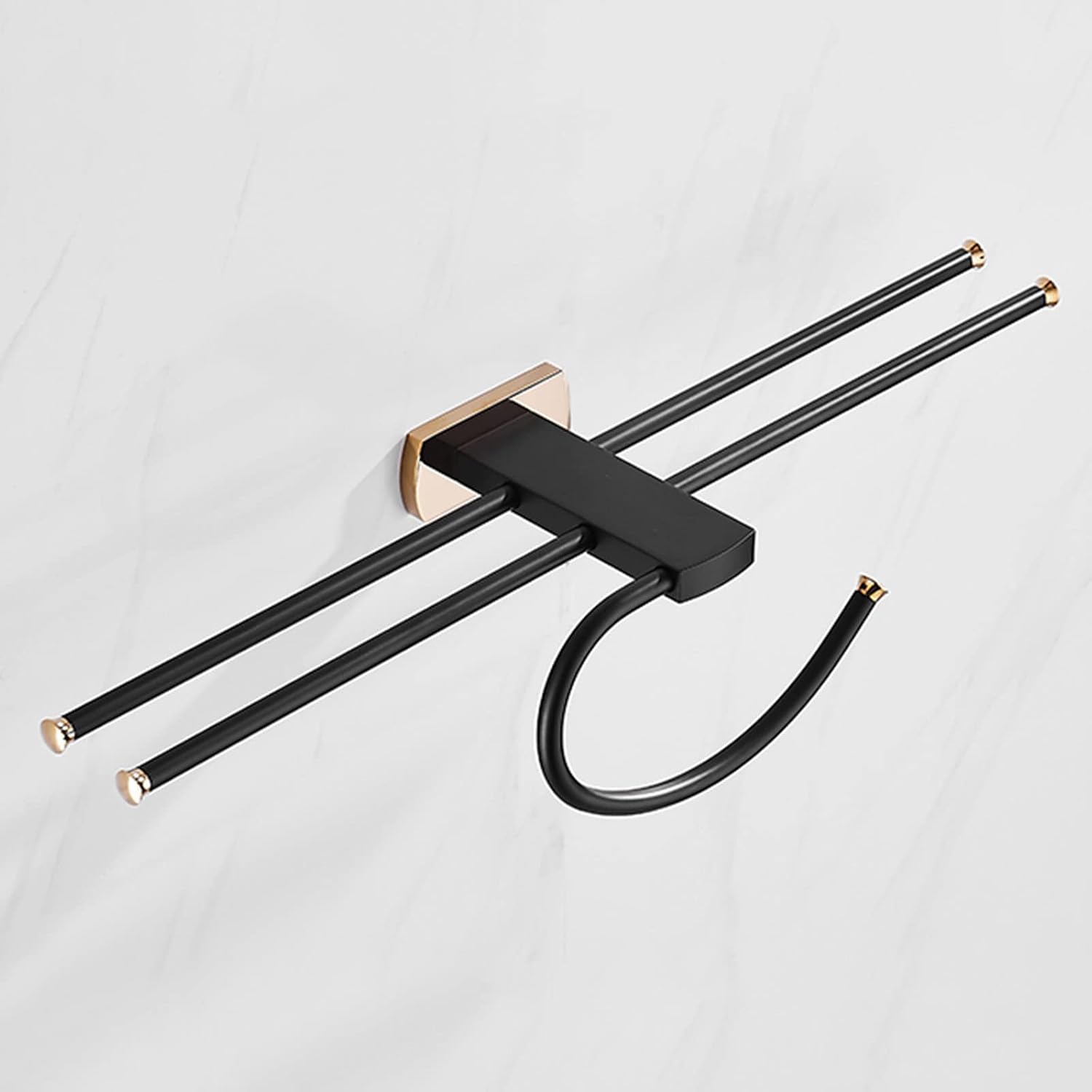Towel Shelf for Bathroom Wall Mounted Towel Rack Self Adhesive Towel Rail No Drill Towel Holder Double Bar Brass for Kitchen Toilet,Black A,50cm